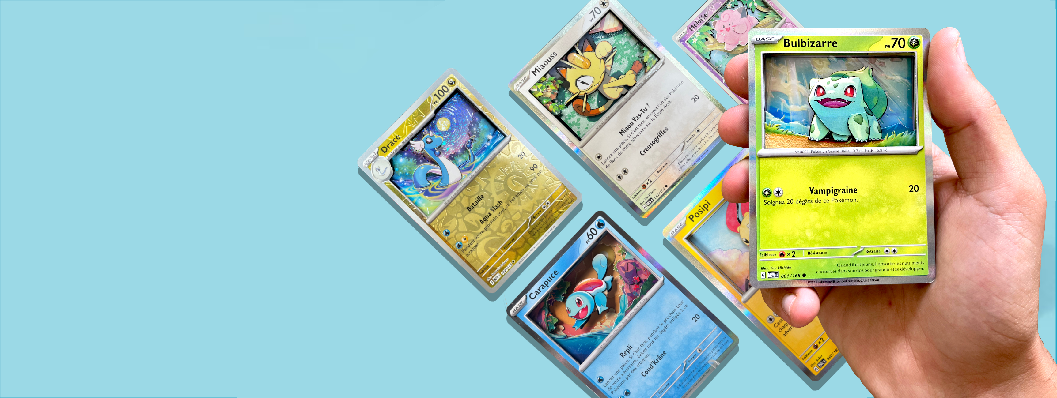 Créations Pokémon 3D faites main, tenues en éventail